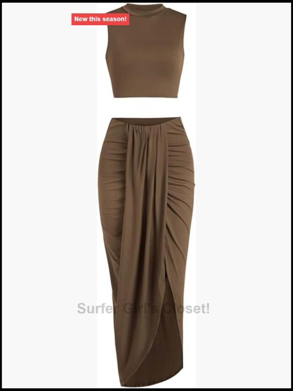 Women's Sleeveless Crop Top and Side Split Maxi Skirt Set Two Piece Outfit